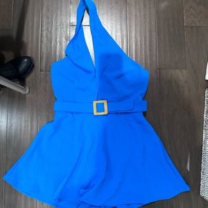 Blue short halter jumpsuit